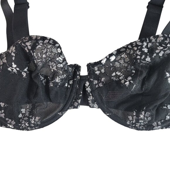 Victoria's Secret Very Sexy Unlined Balconet Bra Black 34DD Sheer Adj Underwire - Picture 3 of 11